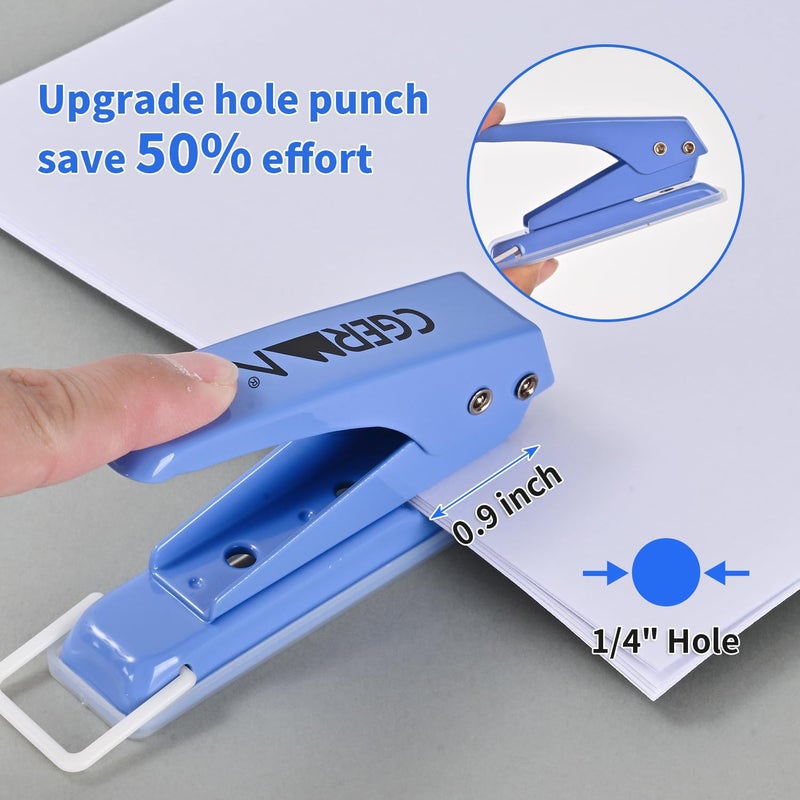 Cgerma Single Hole Puncher, 3 Pack ，1/4" Hole, 50% Labor Savings, Heavy Duty Metal Punch, 15 Sheet Capacity, for ID Cards, Chipboard, Art Project, Crafts Easy Punching - Image 2